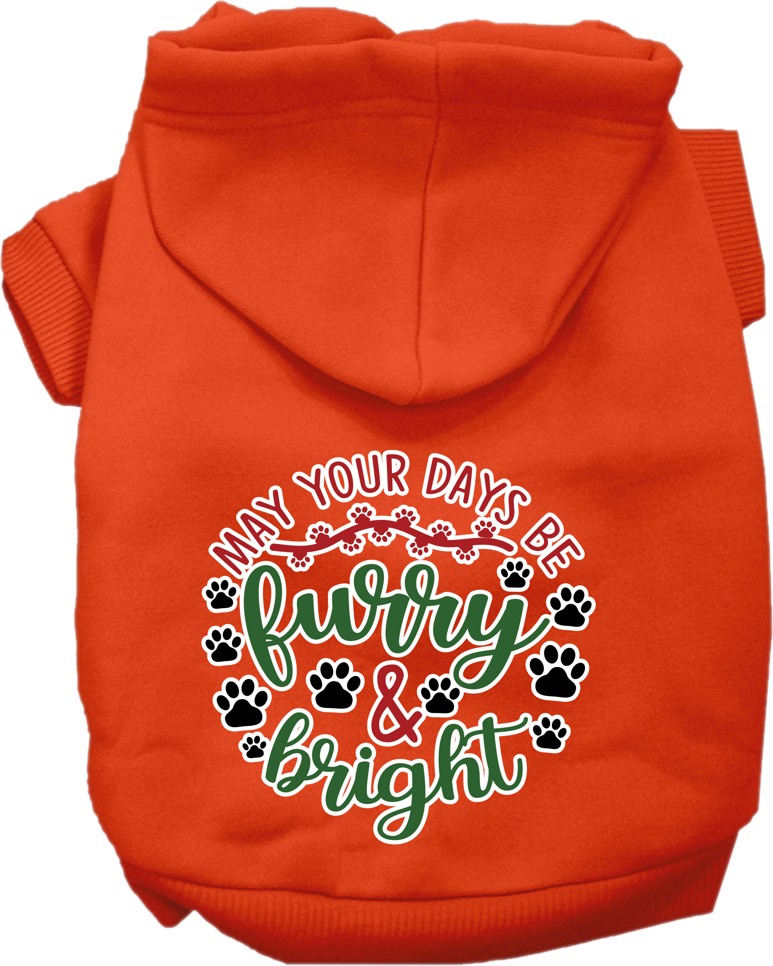 Furry and Bright Screen Print Dog Hoodie Orange Size XS